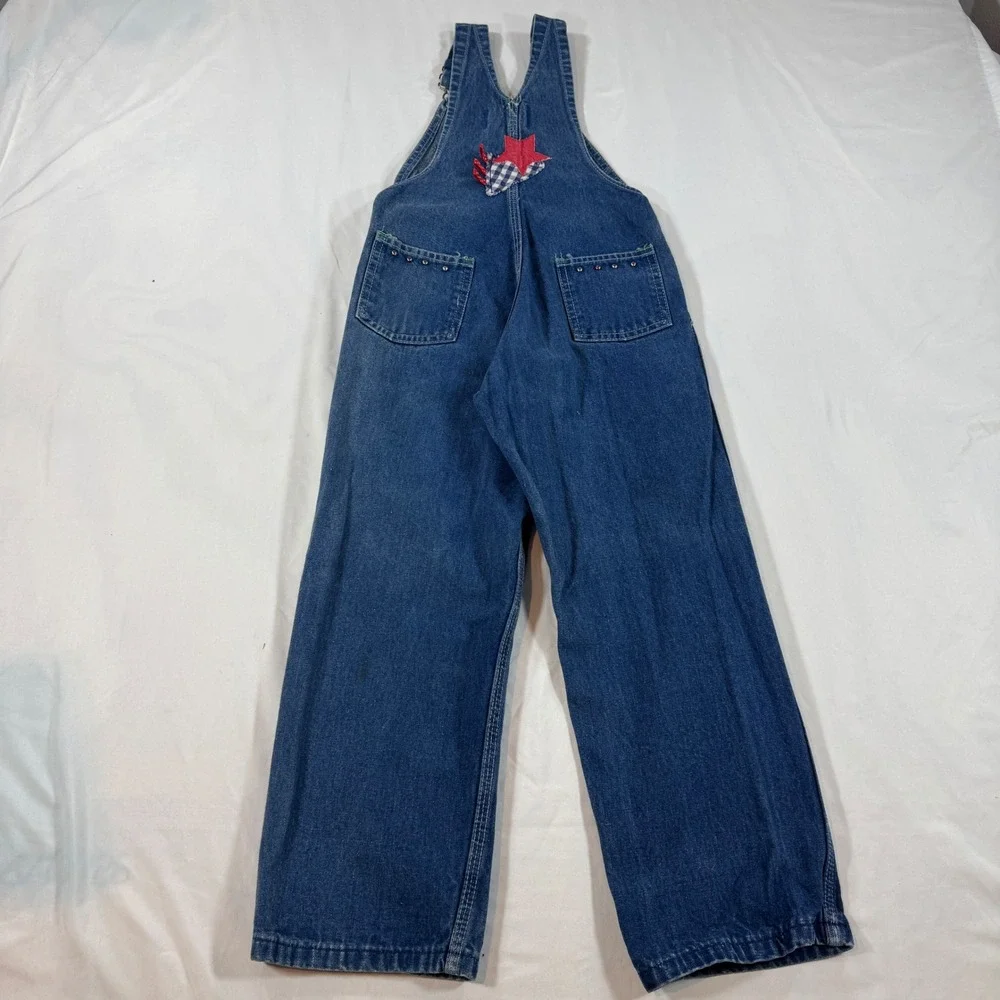 Vintage OshKosh B'gosh Little Editions Denim Patchwork Overalls Size 7 USA Made